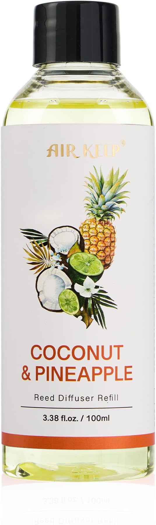 Airkeep Reed Diffuser Oil Refill/Coconut&Pineapple/3.38oz(100ml/1 Pack/Scented Oil Refill for Diffuser Home Fragrance for Bedroom, Bathroom Office Home Decor