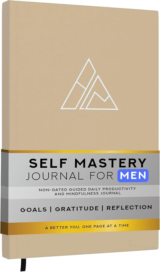 Self-Mastery Journal for Men - Gratitude Journal – 5 Minute Journals - Reflection Manifestation Journal for Mindfulness – Goal/Guided Gratitude Journel for Women & Men (Khaki)