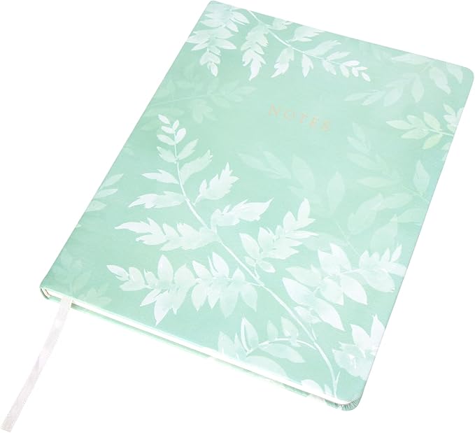 Eccolo Large Lined Journal Notebook, Hardbound Cover, Writing Journal, 256 Ruled Ivory Pages, Ribbon Bookmark, Lay Flat, Desk Size for Work or School, Ferns (8x10 inches)