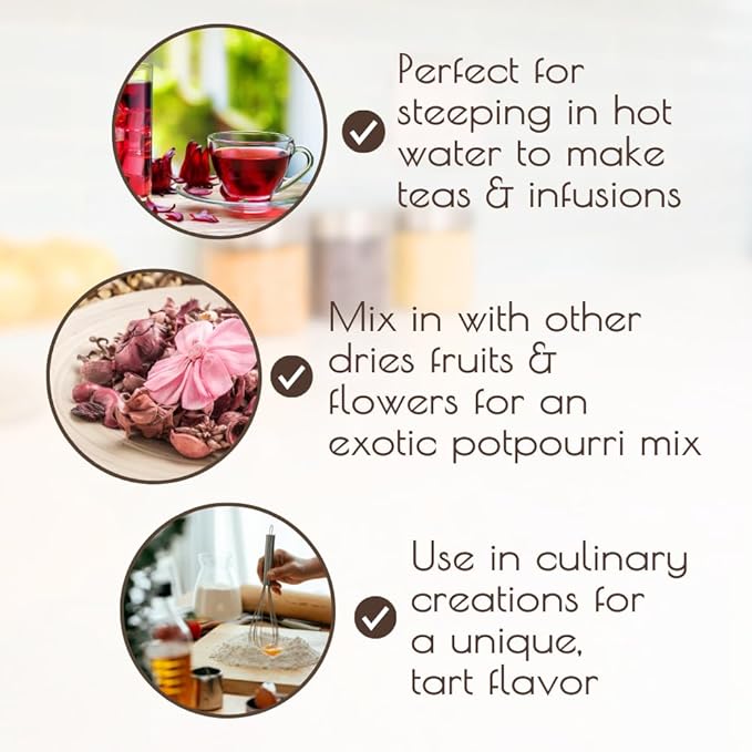 Darsa Organics Hibiscus Flowers Cut & Sifted 16 oz - USDA Organic Flor de Jamaica, Dried Hibiscus Flower for Hibiscus Tea, Cooking & Beverages, Vegan, Non-GMO, Kosher Certified