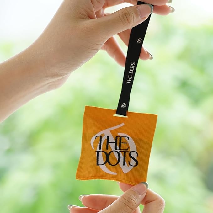 THEDOTS Series Car Air Freshener with 2 Adjustable Ribbons for Car Rearview Mirror, Coconut Lychee, 30 Days, Non-Toxic Fabric Sachet Gift (1 Pack)