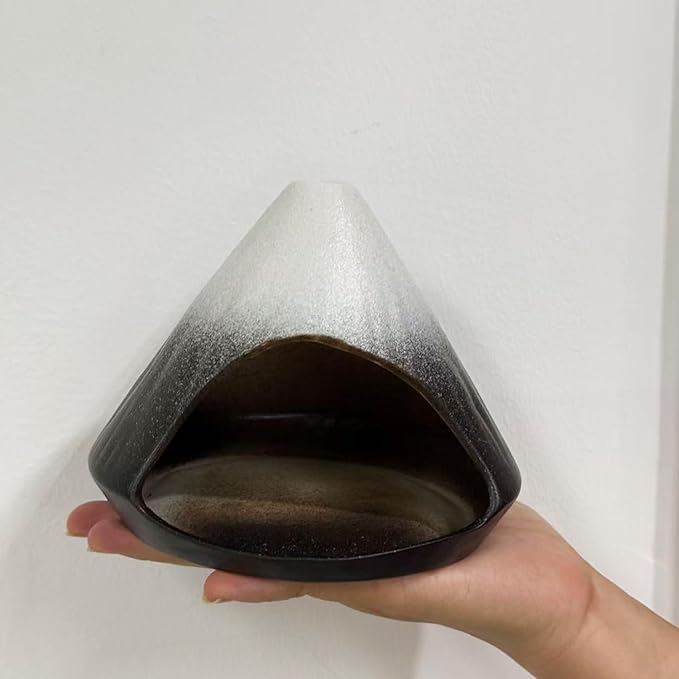 Ceramic Palo Santo Holder, Fuji Mountain Shape Incense Stick Burner for Yoga,Meditation,and Energy Cleansing Shower, Anxiety Relief for Women, Meditation Gifts with Gift Box (Black and White)