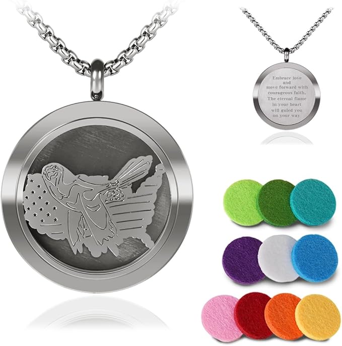 Aromatherapy Diffuser Necklace-Eagles Essential Oil Necklace,Aromatherapy Diffuser Pendant for Men and Women,Portable,Suitable for Yoga,Meditation,Travel,Stress Relief Gift(Silver 30mm)