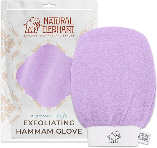 Natural Elephant Exfoliating Hammam Glove | Authentic Moroccan Kessa Body Scrub Mitt for Spa-Quality Skin Renewal | Lovely Lilac Single