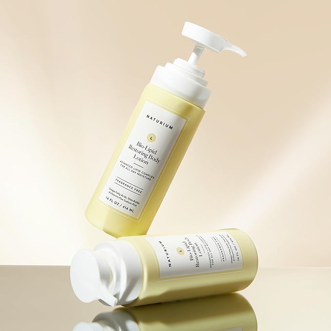 Naturium Bio-Lipid Restoring Moisturizing Body Lotion with Shea Butter, Fragrance Free, 14 oz (Duo 2-Pack)