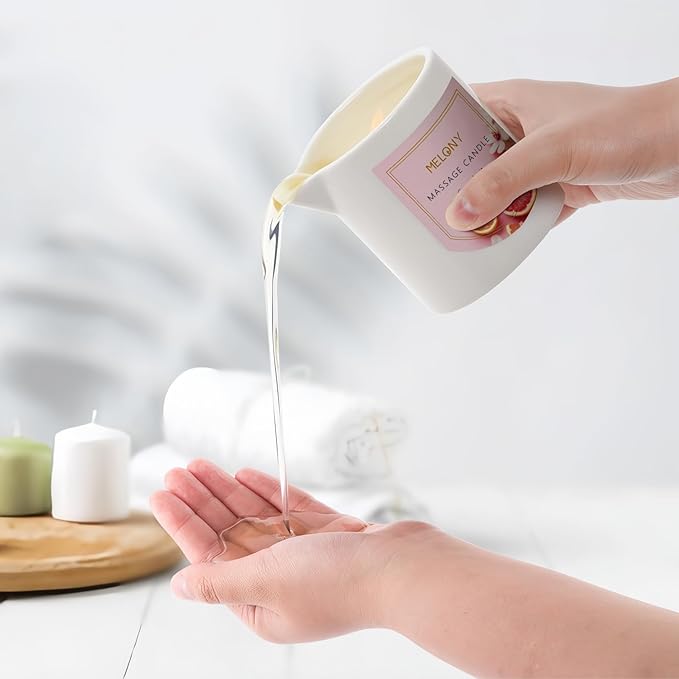 MELONY Luxury Massage Candle - Moisturising, Body Oil Candles for Muscle Relaxation, 8.1OZ (Grapefruit)