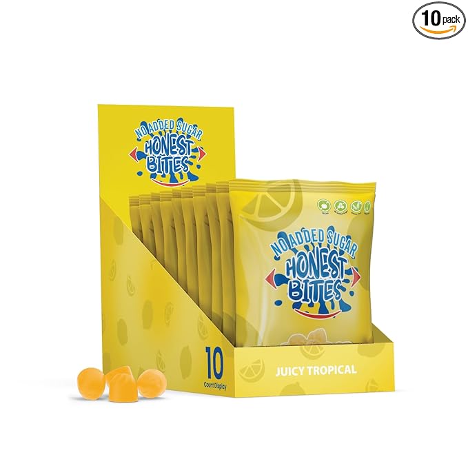 Honest Bites Low Sugar Gummy Candy Juicy Tropical Flavor- Healthy Snacks for the Whole Family, Gluten Free, Keto, Vegan Fruit Snacks - Tropical Burst, Low Calorie Snacks