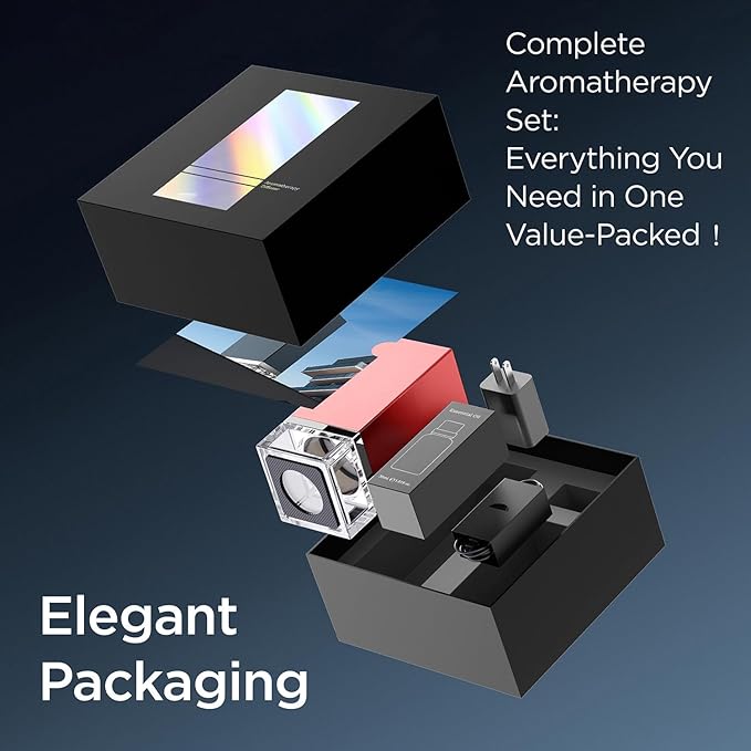 Essential Oil Diffuser – 50ml Capacity Nebulizer Waterless Diffuser, Portable, Battery Operated, Scent Air Machine for Home 4 Mist Settings 1/2/8H Timers (Includes Essential Oils and Adapter)C01-1 Red