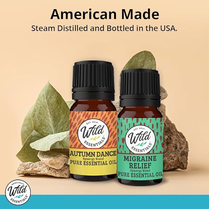 Wild Essentials Relax 100% Pure Essential Oil Synergy Blend 2 Pack - 10ml, Therapeutic Grade - Stress Ease, angst, Mood, Sleep, Calming, Mindfulness, Meditation, Made in The USA