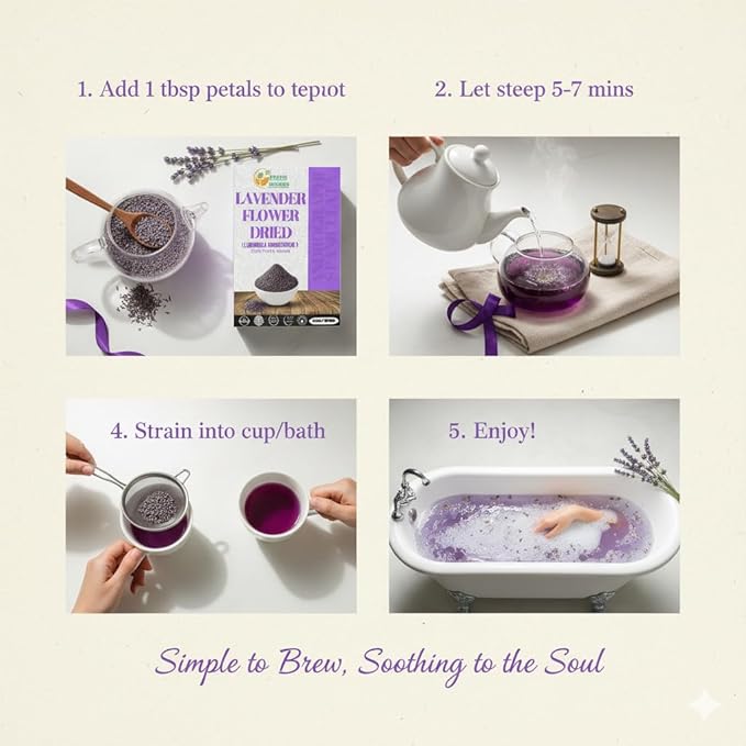 Herbs Botanica Dried Lavender Flower Buds - Edible for Herbal Tea, Aromatic Bliss for Wellness. Pure, Natural and Calming Perfect for Aromatherapy and Crafts 3.5 oz