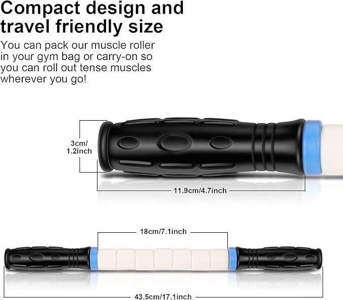 iGreely Premium Muscle Roller The Ultimate Massage Roller Stick 17 Inches Recommended by Physical Therapists Promotes Recovery Fast Relief for Cramps Soreness Tight Muscles-White
