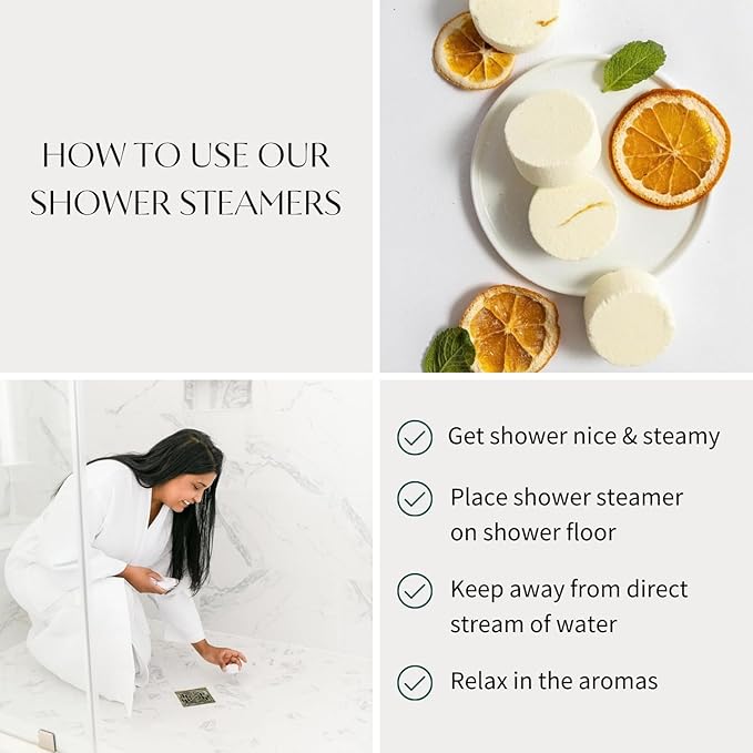 Thulisa Naturals Orange Mint Shower Steamers Aromatherapy | Organic Shower Bombs with Essential Oils | Self Care Christmas Birthday & Spa Gifts for Women & Men | Stocking Stuffers | 4 Pack