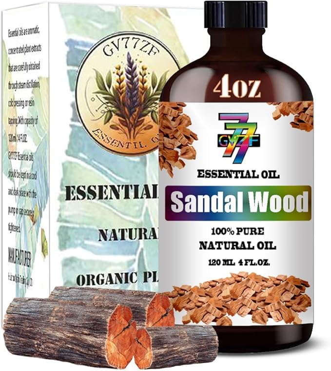 Sandalwood Essential Oil (4 oz/120 ml) — Sandalwood Oils for Aromatherapy, diffusers, humidifiers, Home fragrances, DIY Skincare, soap Making, DIY Candle, Relaxation, Yoga, and Meditation