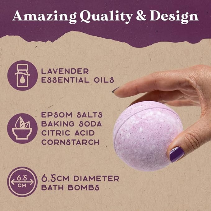 Purple Canyon Lavender Bath Bombs for Women | Relaxing, Natural Bath Bombs | Relaxing Self Care Gift