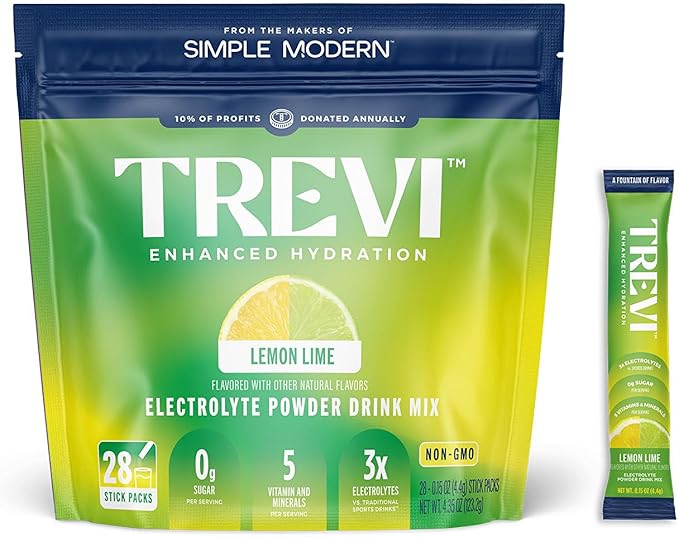 TREVI™ Sugar Free Electrolytes - Drink Mix Hydration Powder Packets - 28 Count - Lemon Lime