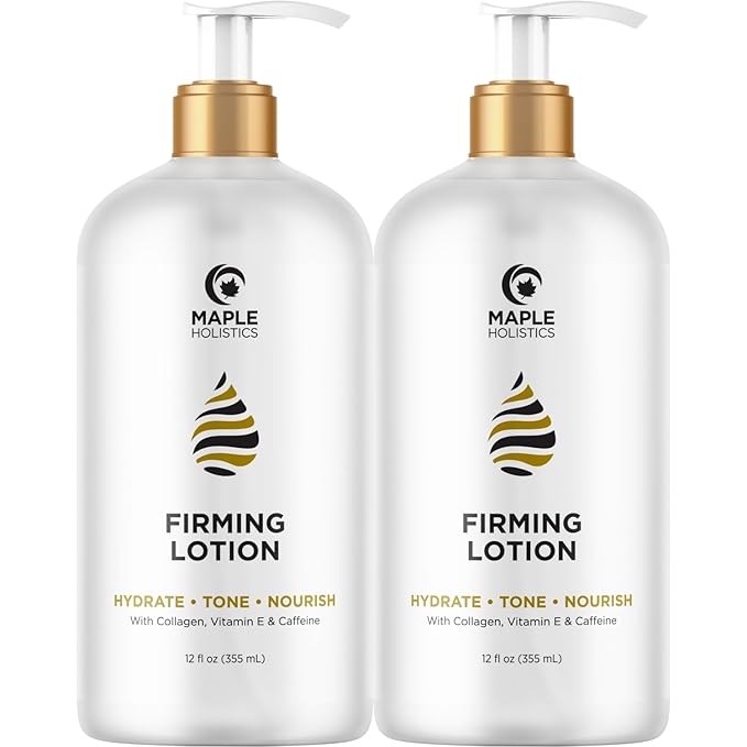 Maple Holistics Skin Firming Body Lotion for Women - Caffeine & Collagen Body Lotion with Hyaluronic Acid for Dry Crepey Loose Skin and Cellulite (2 Pack)