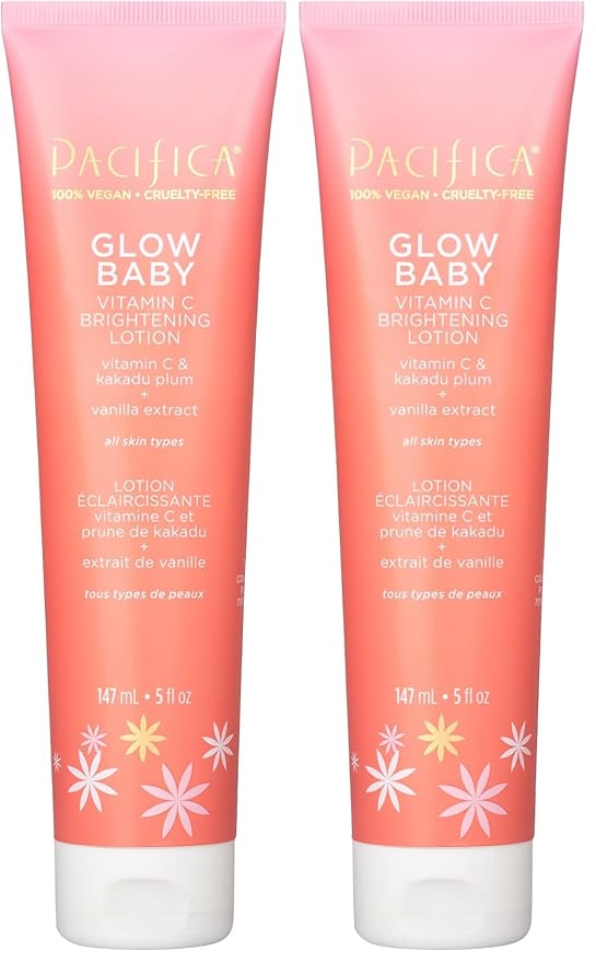 Pacifica Body Lotion Glow Baby Vitamin C Moisturizer - for Skin Brightening - w/Superfood Plant Extracts & Vitamin C & E Care Clean Beauty Vegan & Cruelty-Free Dermatologist Tested (Pack of 2)