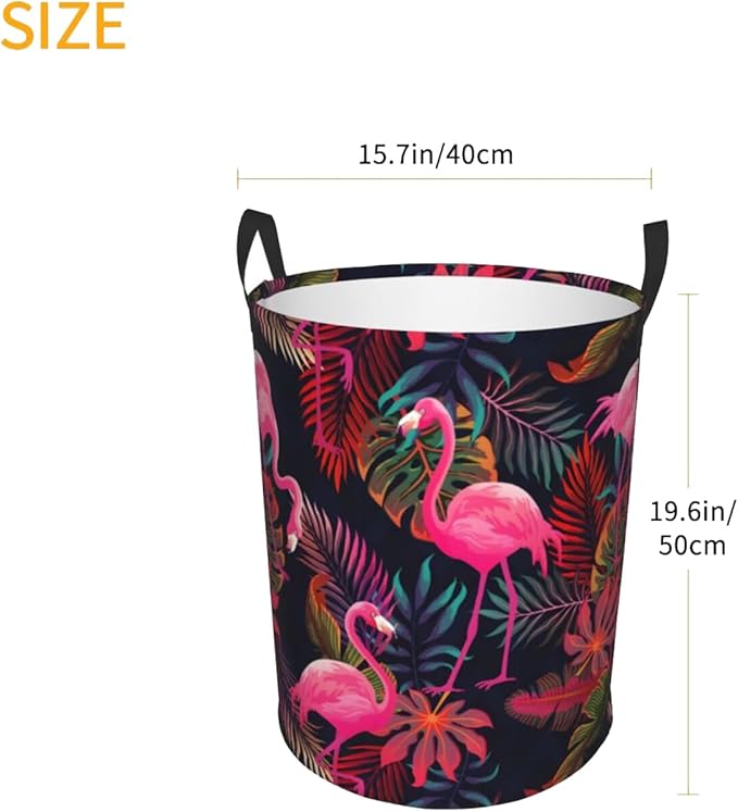 Laundry Basket Flamingos Collapsible Large Capacity,63L Dirty Clothes Basket Durable Lightweight Hamper With Handles Ideal For Clothes Toys Home Organization size19.6"L x 15.7"W