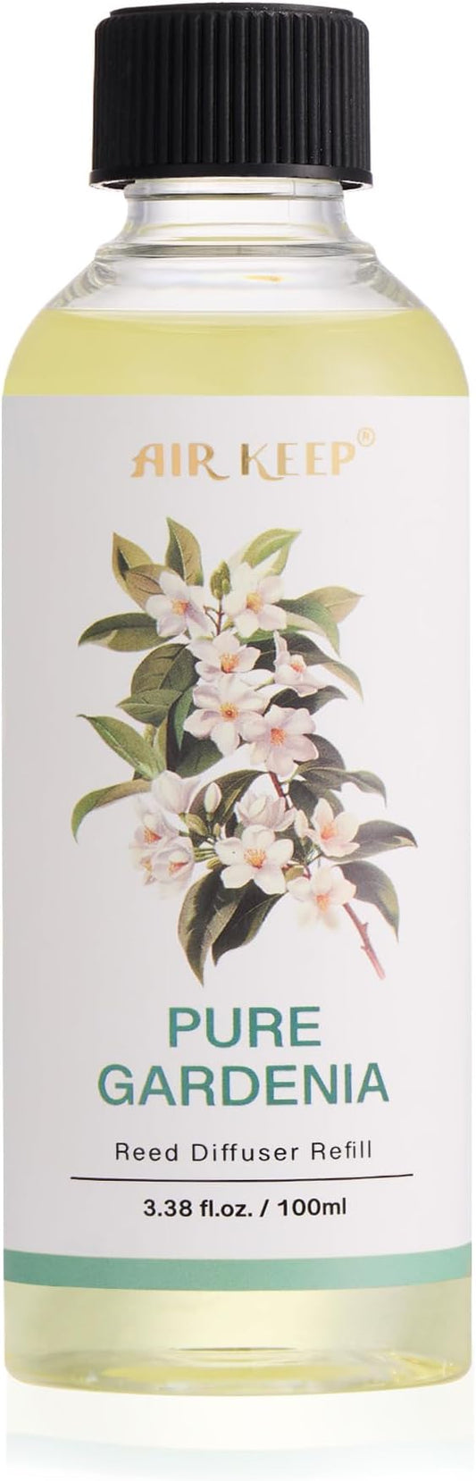 Airkeep Reed Diffuser Oil Refill/Pure Gardenia/3.38oz(100ml/1 Pack/Scented Oil Refill for Reed Diffuser Home Fragrance for Bedroom, Bathroom Office Home Decor