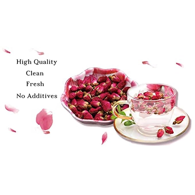 TIAN HU SHAN Rose Tea Loose Leaf, Premium Dried Rose Buds, Food Grade Natural Herbal Tea, Caffeine Free Sugar Free, 4 Ounce Pack of 1