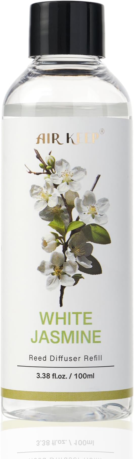 Airkeep Reed Diffuser Oil Refill/White Jasmine/3.38oz(100ml/1 Pack/Scented Oil Refill for Reed Diffuser Home Fragrance for Bedroom, Bathroom Office Home Decor