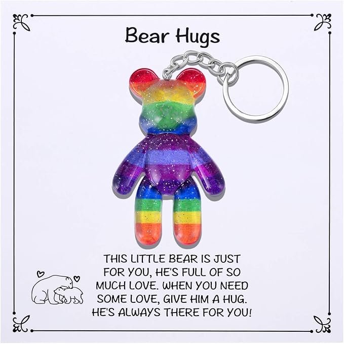 Pocket Bear Hug, Anxiety Relief Gifts for Women Men, Mental Health Positivity Gifts for Anxious Friend, Thinking of You Gift, Comforting Gift for Son Daughter Back to School, Rainbow