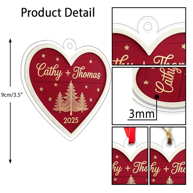 Personalized Our First Christmas Ornament, Custom Couple Ornament for Newlyweds, Engagement Gift, Wedding Anniversary Holiday Keepsake Acrylic Ornament β Personalized Christmas