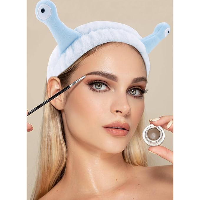 VELSCRUN Spa Headband, Makeup Face Wash Skincare Headbands, 5 Pcs Sponge Get Ready Snail Hairband Facial Wristband Hair Clip Set, Stuff for Teen Girls Women Trendy Hair Accessories Blue