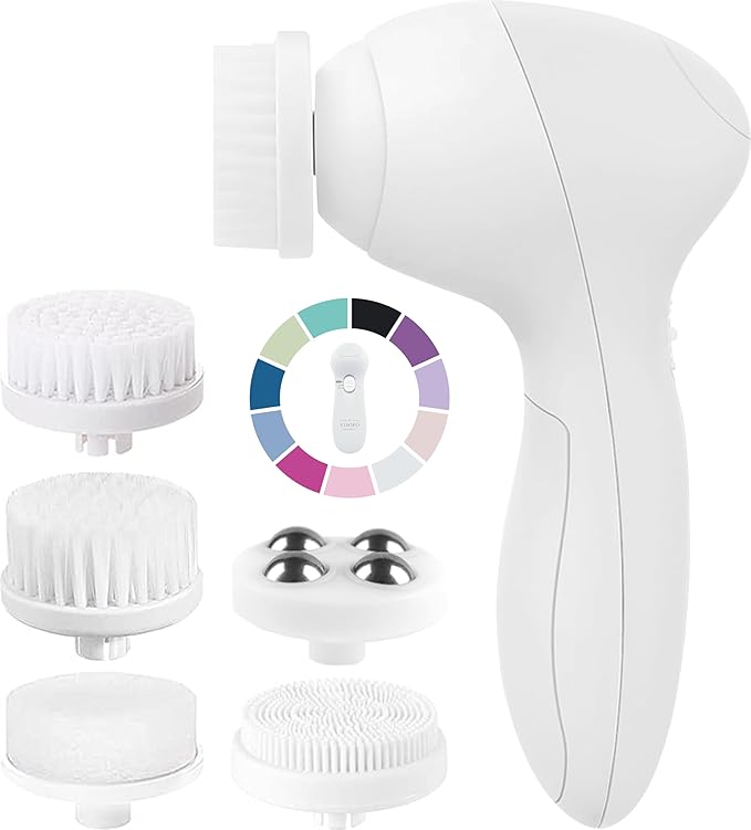 Face Scrubber | Facial Cleansing Brush Exfoliator Skin Care Beauty Products Powered Electric Wash Exfoliating Skincare Women Spin Cleanser Tools Cleaning Scrub Washer Self Care (Pearl)