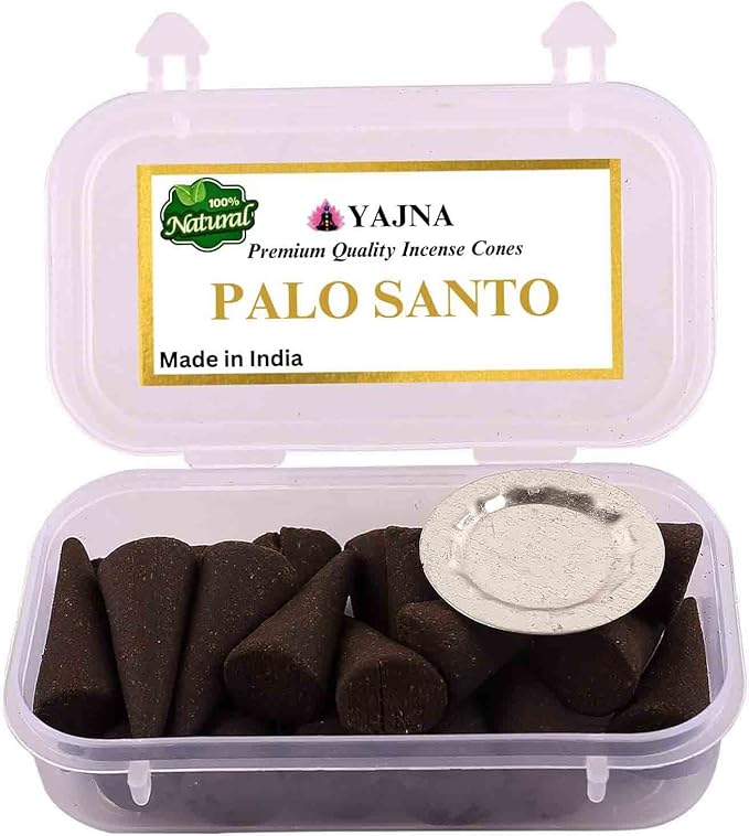 Yajna Palo Santo 100%-Natural-Incense-Cones Handmade-Hand-Dipped Organic-Chemicals-Free for-Purification-Relaxation-Positivity-Yoga-Meditation The-Best-scents (60 Count)