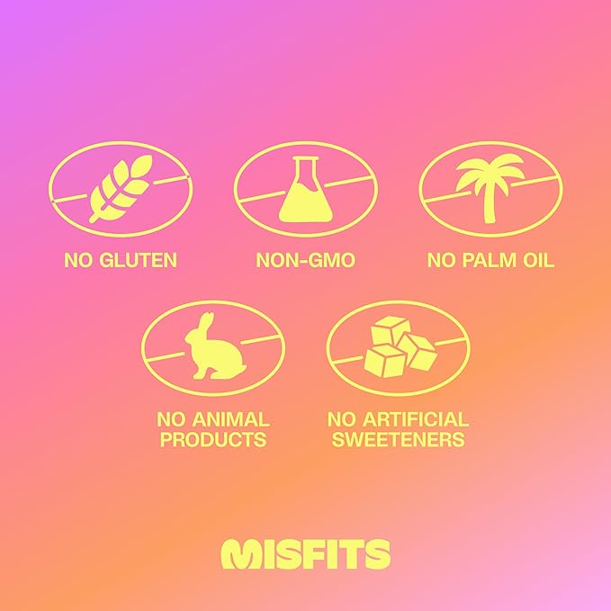 Misfits Protein Bars - High Protein Candy Bars | Gluten Free Plant Based, Low Sugar & Carb, High Fiber Snacks | Variety Pack of 12 (4 Flavors)