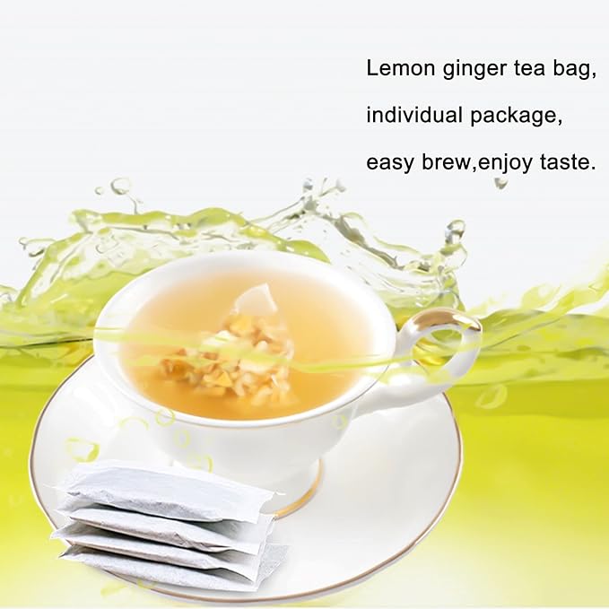 EILIN YHT Lemon Ginger Tea Bags Caffeine-free Support Healthy Digestion Boost Immunity 100 Counts