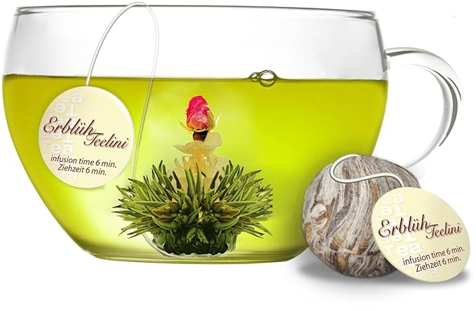 Creano Tea Flowers in Cup Size - Blooming Tea - 8 Flowering Tea in 4 Different Varieties - Green Tea