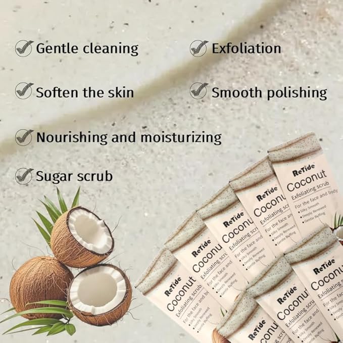 Coconut Body Scrub Gift Set - 35 Packets & 2 Pcs Exfoliating Gloves,Exfoliating & Moisturizing Sugar Scrub for Face & Body, Self Care Gifts for Women