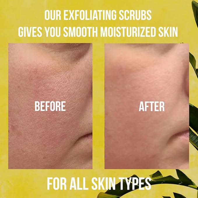 Organic Banana Body Scrub, Moisturizing and Exfoliating Salt Face & Body Scrub, Fights Stretch Marks, Fine Lines, Pure Exfoliator for Skin Care and Refresh Feeling