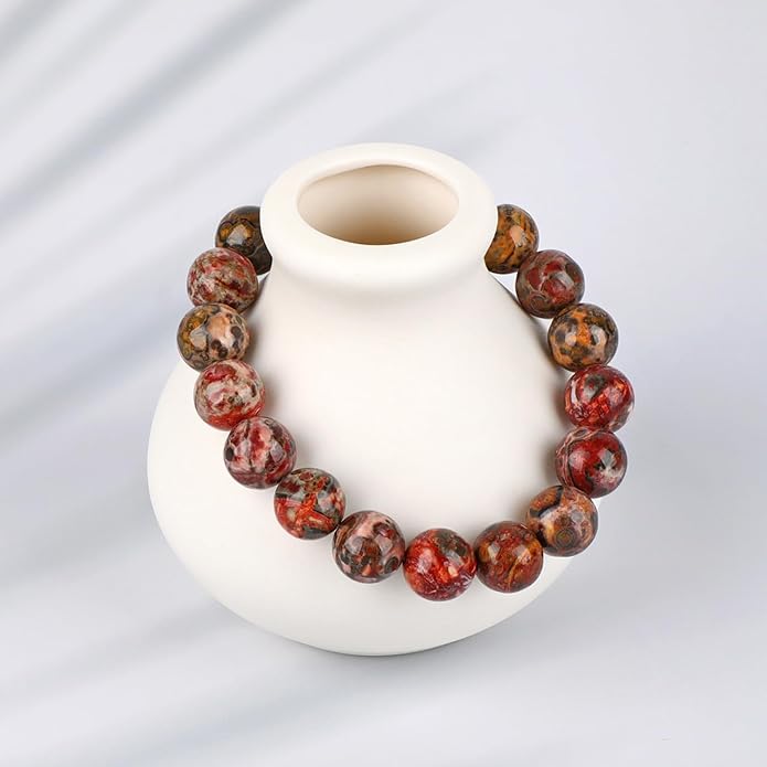 LPBeads Handmade Natural Gemstone Stretch Elastic Bracelet Healing Crystal Round Stone Beads Jewelry Gifts for Women Men