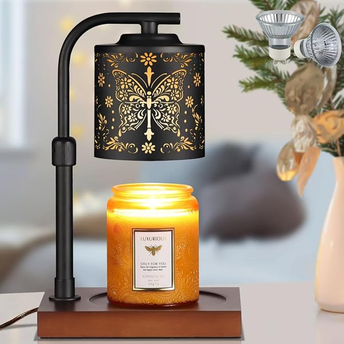 Candle Warmer Lamp with Adjustable Height Dimmable for New Home Decor Electric Candle Warmer for Jar Candles Birthday Gifts for Women Mom(Crucifix Butterfly)