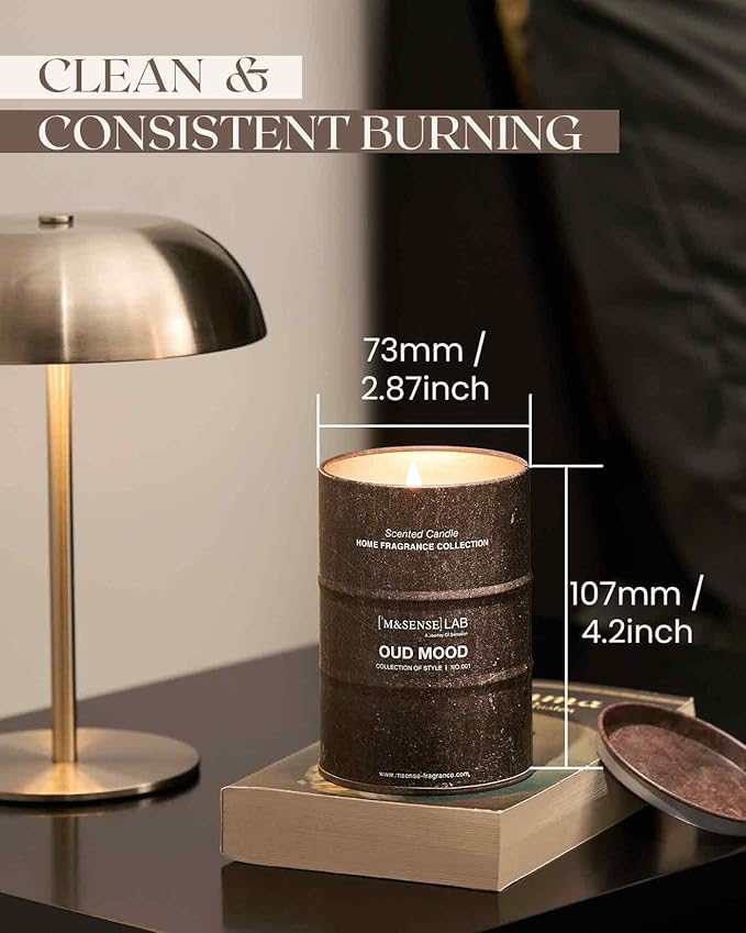 M&SENSE Oud Mood Scented Candles Natural Non Toxic, Aromatherapy Candle for Stress Relief Meditation Relaxing, Housewarming Gifts for Women Men, 11.3oz 70 Hour Long Burning
