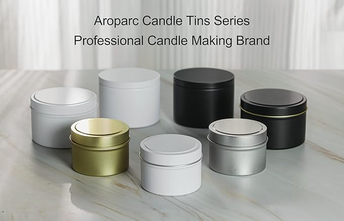 Aroparc Candle Tins 8oz with Lids, 24 Pack Seamless Bulk Candle Containers for Candle Making Supplies - Black