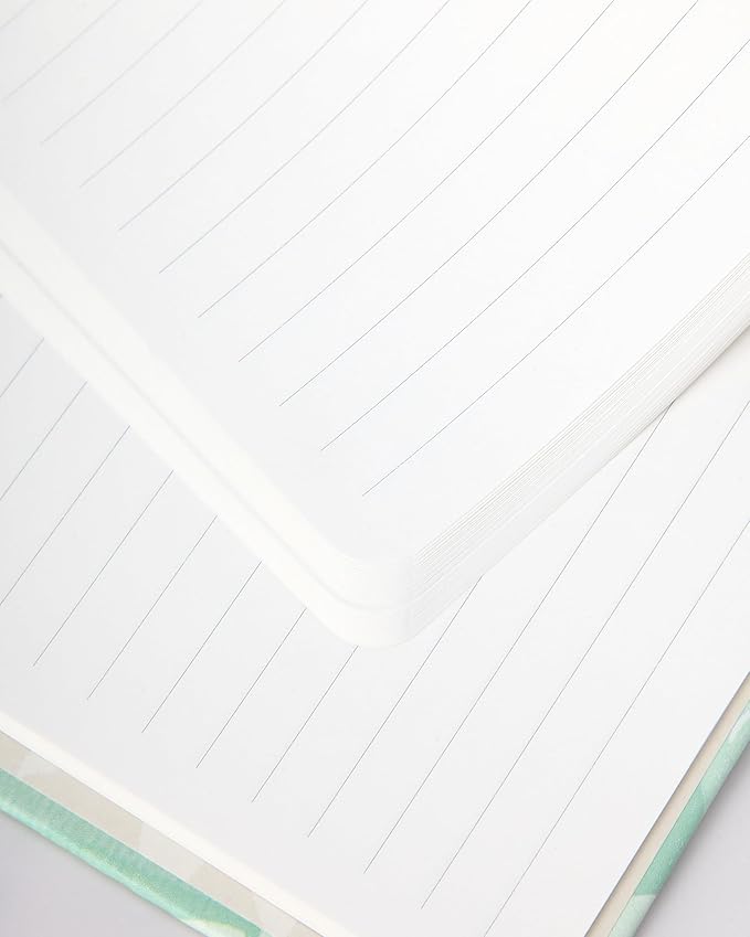 Eccolo Large Lined Journal Notebook, Hardbound Cover, Writing Journal, 256 Ruled Ivory Pages, Ribbon Bookmark, Lay Flat, Desk Size for Work or School, Ferns (8x10 inches)