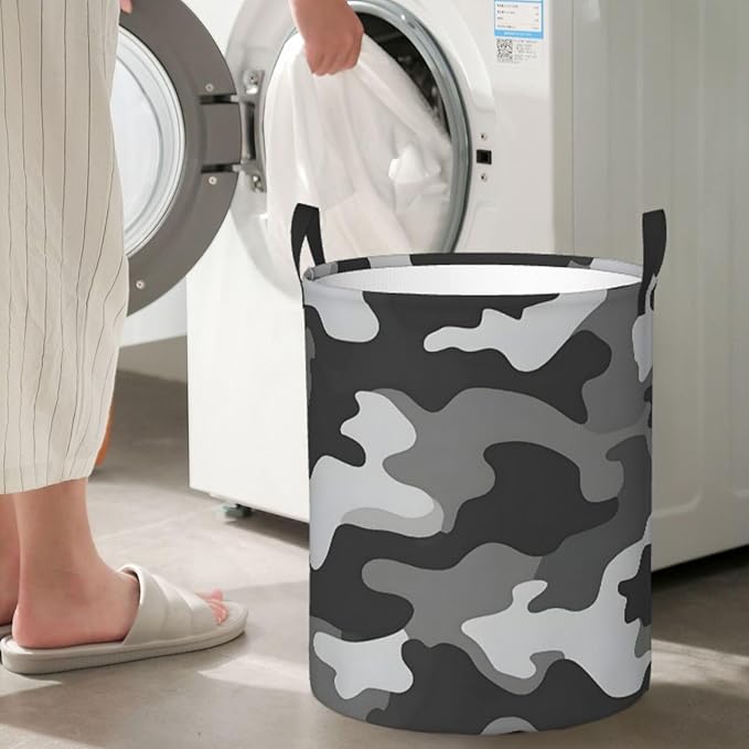 Laundry Basket Simpel Camouflage Collapsible Large Capacity,63L Dirty Clothes Basket Durable Lightweight Hamper With Handles Ideal For Clothes,Toys Home Organization size19.6"L x 15.7"W