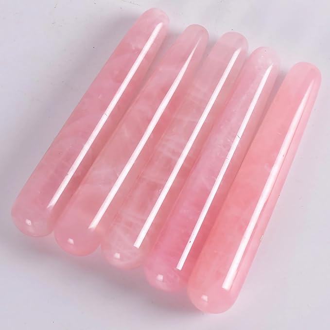 LZLRUN Rose Quartz Jade Roller Real Jade Gua Sha Board Mushroom Massager Face Lifting Tool Facial Guasha Massage Tool (Rod Shape)