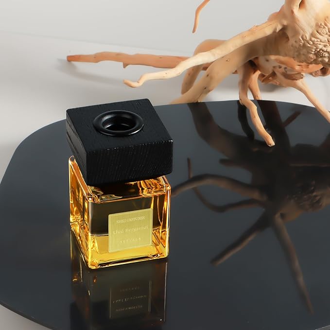 Reed Diffuser Set of 3, White Birch Cedar & Oud Bergamot & Green Tea Tree Essential Oil, 15 Diffuser Sticks, Hotel Collection Bathroom Air Fresheners, 50ml Home Fragrance for Room Decor