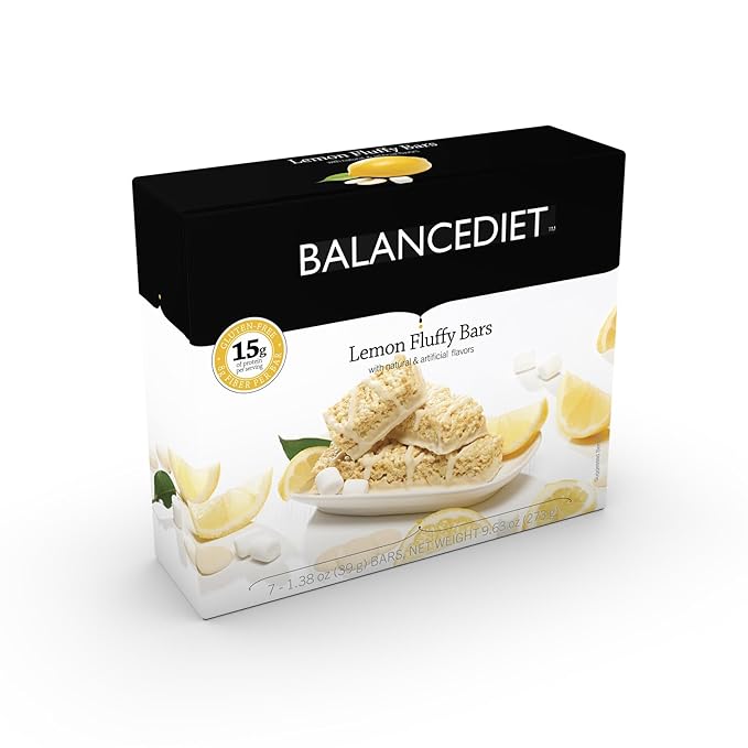 BalanceDiet™ | Protein Bar | 15g of Protein | Low Carb | 7 Bar Box (Lemon Fluffy)