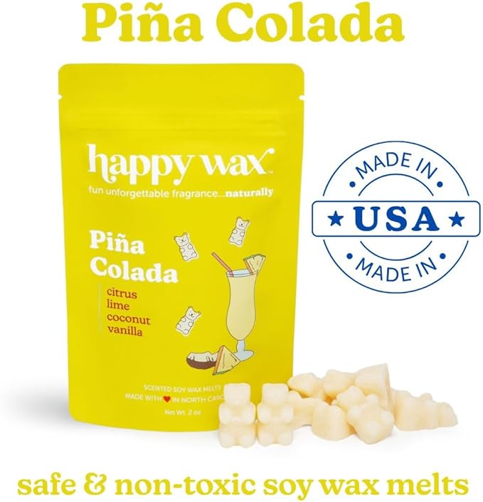 Happy Wax Cocktail Scented Natural Soy Wax Melts – 6 Oz. of Scented Wax Melts, Includes Pink Lemonade, Watermelon Mojito and Pina Colada. Made in USA