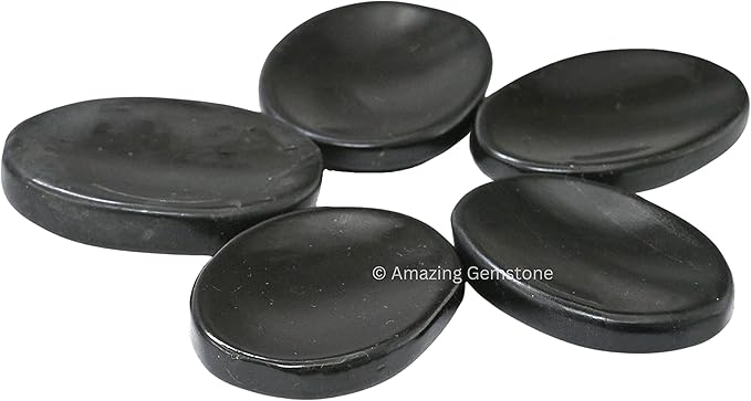 Amazing Gemstone Shungite Worry Stone Crystals and Healing Stones - Worry Stones for Stress Relief Gifts - Piedra Crystal Fidget for Meditation, Relaxation - Unique Stocking Stuffers