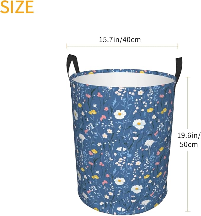 Laundry Basket Wildflowers Collapsible Large Capacity, Dirty Clothes Basket Durable Lightweight Hamper With Handles Ideal For Clothes, Toys Home Organization