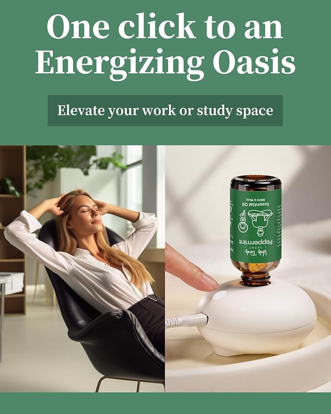 VTS Waterless Diffuser Starter Kit, Small Scent Air Machine for Home Bathroom Kitchen, Aromatherapy Gift Set (1 Fl Oz Peppermint Oil & 1 Fl Oz Fresh Scent Oil Blend & Portable Diffuser)