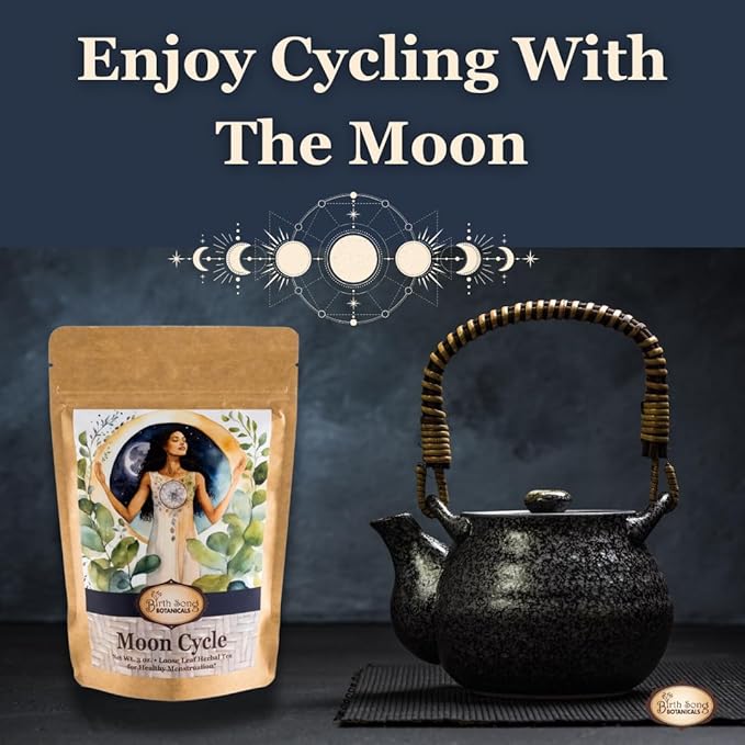 Birth Song Botanicals Organic Moon Cycle Herbal Tea for Period Support, Herbal Supplement to Bring Hormonal Harmony to Your Feminine Cycle with Mugwort, Red Raspberry Leaf, Chamomile, 3 oz Bag