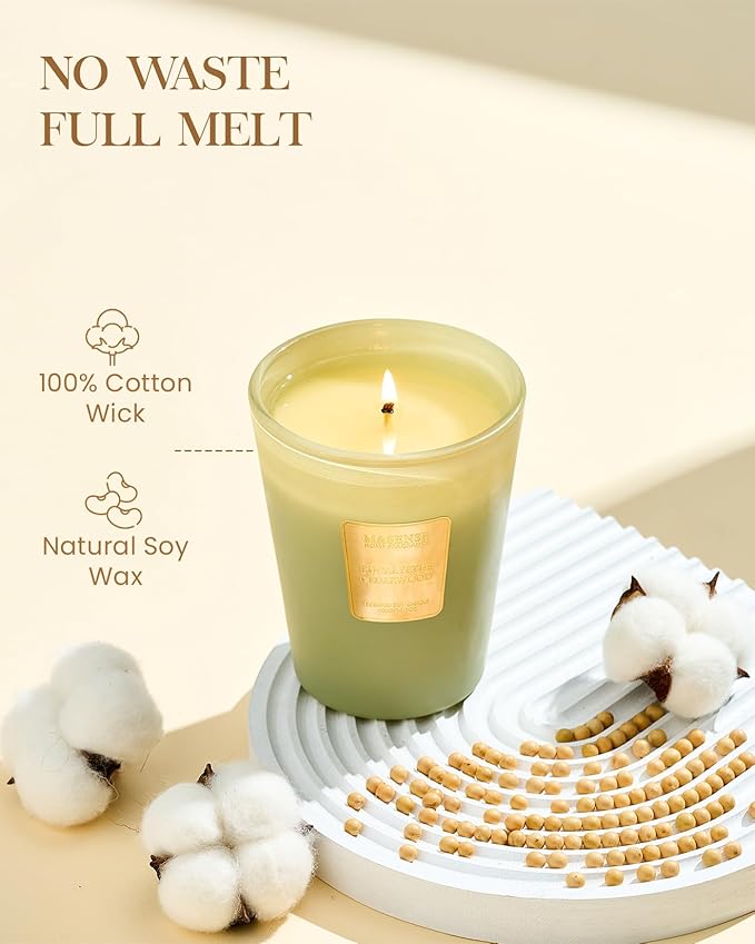 M&SENSE Eucalyptus Cedarwood Scented Natural Soy Wax Candle, 14.1oz 60 Hours Long Lasting Slow Burning Candles for Home Decor, Aromatherapy Candle for Stress Relief